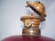 Antique Hand Painted Glass Oil Lamp W/ Dated Burner 1868 & 1857 Stampped Base Lamps photo 5