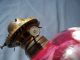 Antique Hand Painted Glass Oil Lamp W/ Dated Burner 1868 & 1857 Stampped Base Lamps photo 8