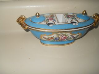 Sevres Sky Blue Inkstand With S Mark,  Fine Condition photo