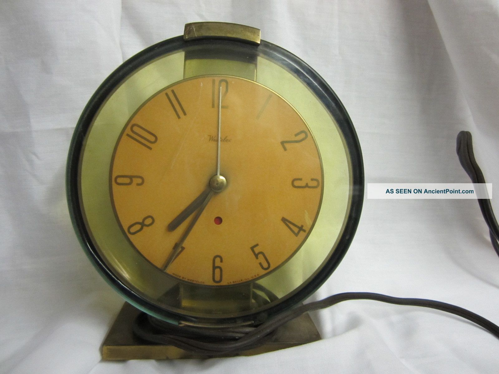 Antique Brass Westclox Oracle Art Deco Electric Desk Clock Works Clocks photo