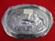 Antique Pewter German Hunting Scene Wallplate Picture Of Wild Boar Platter Tray Metalware photo 3