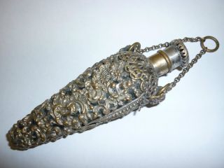 Fabulous Antique Filigree,  Gilt & Silver Chatelaine Perfume/scent Bottle C1880 photo