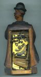 Carved Wood German Mechanical Windup Whistler Clock Folk Art Carved Figures photo 3