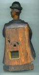 Carved Wood German Mechanical Windup Whistler Clock Folk Art Carved Figures photo 4