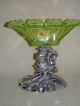 Antique Sterling & Vaseline Glass Compote Centerpiece Compotes photo 2