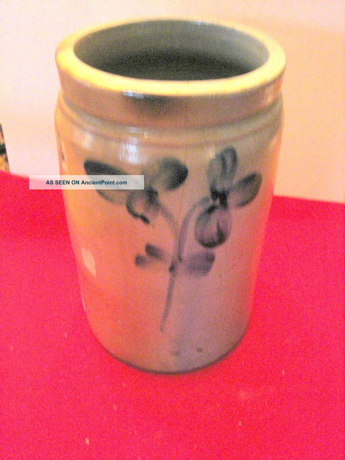 Antique Stoneware Crock - Cobalt{art} Decorated - 10 