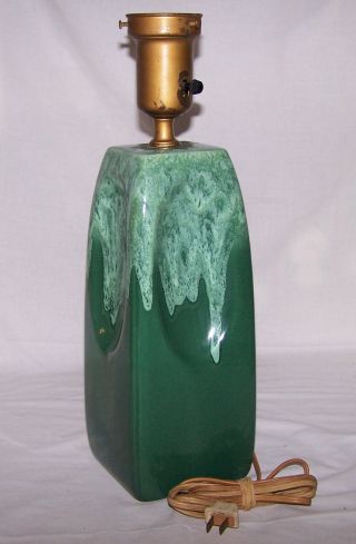 Vtg.  Gonder Ceramic Artsgreen Drip Glaze Pottery Table Lamp Circa 1945 15 1/2 