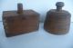 2 Antique 19thc Primitive Wood Carved Bundle Of Wheat & Flower Butter Mold Press Other photo 1