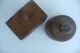 2 Antique 19thc Primitive Wood Carved Bundle Of Wheat & Flower Butter Mold Press Other photo 4