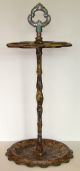 Very Old Ornate Cast Iron & Enamel Umbrella Stand Cobalt,  Yellow,  Red Must See Metalware photo 1