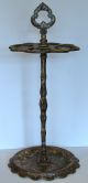 Very Old Ornate Cast Iron & Enamel Umbrella Stand Cobalt,  Yellow,  Red Must See Metalware photo 6