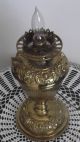 Antique Converted Aladdin Brass,  Kerosene Oil Lamp W/ Two Unique Glass Shades Lamps photo 11