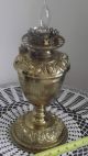 Antique Converted Aladdin Brass,  Kerosene Oil Lamp W/ Two Unique Glass Shades Lamps photo 6