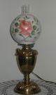 Antique Converted Aladdin Brass,  Kerosene Oil Lamp W/ Two Unique Glass Shades Lamps photo 7