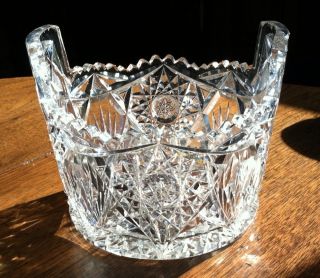 American Brilliant Period Cut Glass Ice Tub - Abp - Antique Crystal photo