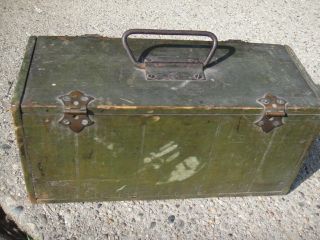 Antique Wood Wooded Fishing Lure Tackle Box Green Paint photo