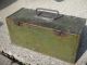Antique Wood Wooded Fishing Lure Tackle Box Green Paint Boxes photo 1