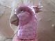 Very Unique Victorian Era Pink Porcelain Parrot With Pink Whisk Broom 7 