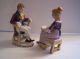 Vintage Victorian Figurines Seated Lady Reading Man Listening Gold Castle Japan Figurines photo 1