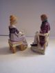 Vintage Victorian Figurines Seated Lady Reading Man Listening Gold Castle Japan Figurines photo 2
