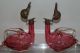 Pair Of Unusual Antique Austrian Cranberry Glass Duck Decanters Nr Decanters photo 3