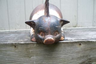 Antique Cast Iron Advertising Pig Boot Scraper Paint photo