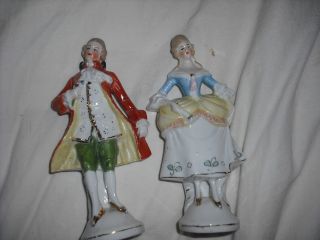 German Porcelain Colonial Couple Figurines Antique photo