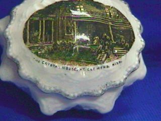 Antique Souvenir Trinket Porcelain Box - Mt.  Clemens Mi - Crystal House - Germany photo