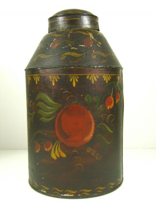 Antique American Toleware Tea Cannister Large And photo