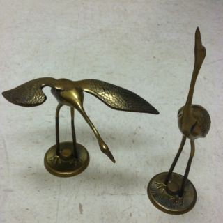 Antique Brass Pair Of Blue Heron photo