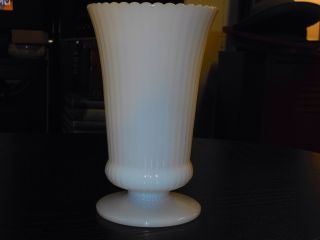 Depression Milk Glass Vase Fluted And Footed From Eo Brody 8 Inches Tall photo