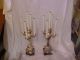 Antique Pair Of Marble Candelabras Silverplate 5 Arms Italian Lg 28 In Metalware photo 1