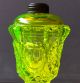Vintage Antique Vaseline Glass Whale Oil Lamp Base W/ Pressed Pattern Lamps photo 1