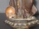 Antique Wooden Statue,  Monk With Skull,  Memento Mori,  18th Century Carved Figures photo 1