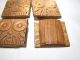 4 Carved Wood Tiles Stylized Face W/ Moustache C.  1930 ' S Parts Of Something 3 