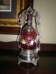 Victorian Antique Cranberry Pickle Caster With Tongs Jars photo 4