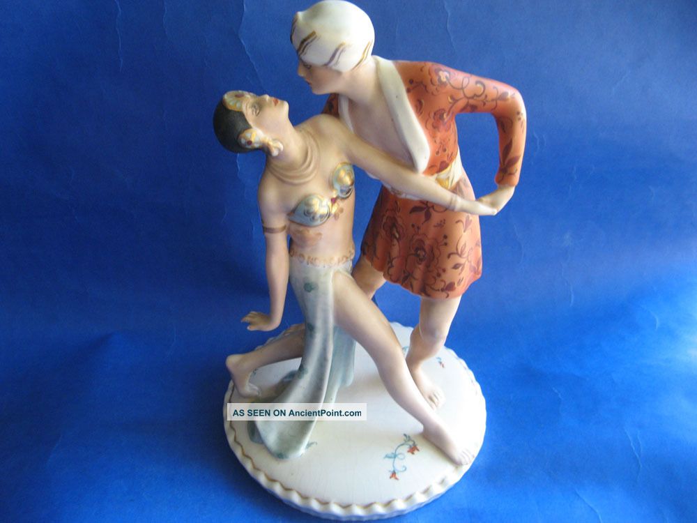 Royal Dux Art Deco Porcelain Figure Group Dancers Rudolph Valentino Old Figurines photo