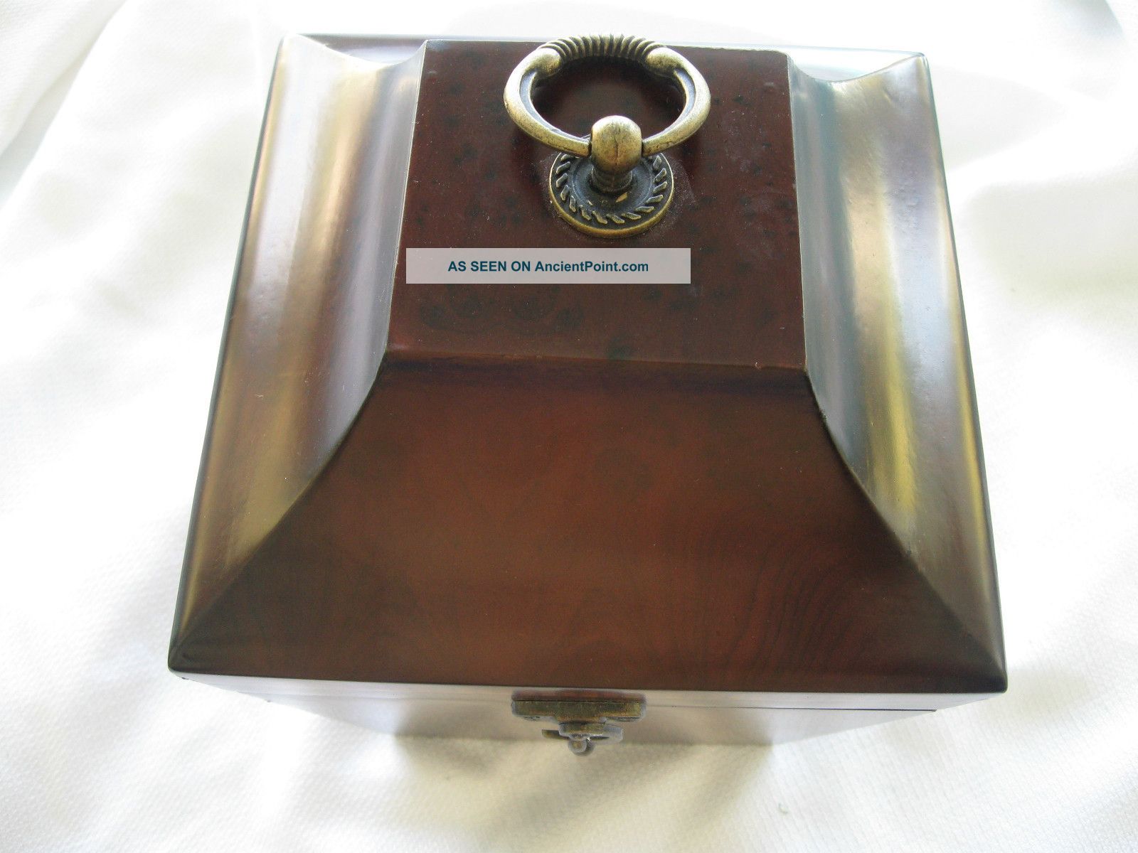 Very Cool Wooden Box.  Plush Lined, .  Decorative Dark Wood. Boxes photo