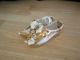 Antique Miniature Porcelain Shoes Present From The Crystal Palace London Gilt Figurines photo 1