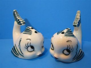 Vintage Ceramic Fish Whale Salt & Pepper Shaker Lot Set Japan Collectible photo
