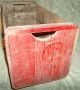 Antique Wood Wooden Storage Large Crate Red Sides 19 Faded Lettering & Primitives photo 3