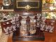 Antique Louis Philippe Baccarat Crystal Tantalus Decanter Set W Boulle Nr Decanters photo 4