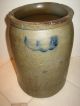 Antique Stoneware Salt Glaze Crock - Cobalt Decorated - 9 1/2 