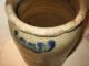 Antique Stoneware Salt Glaze Crock - Cobalt Decorated - 9 1/2 