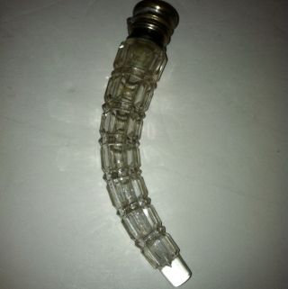 Antique Victorian England Perfume Horn Bottle Scent Cut Glass Vile (2) photo