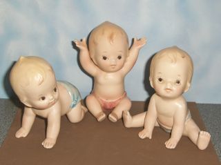 Vintage Set Of Three Piano Baby Figurines Topline Imports Stickers photo