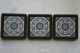 3 Antique Blue And White Tiles Framed Geometric Very Good Condition Tiles photo 1