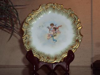 Rare Tressemanes & Vogt Limoges Hand Painted Art Plate W/ Cherubs Birds - Signed photo