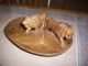 Vintage 3 Part Hand Carved Lion Wooden Bowl Wooden Nut Bowl Bowls photo 3