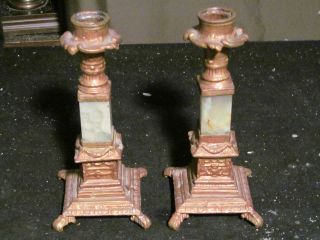 French Candlesticks Onyx Footed Ornate photo